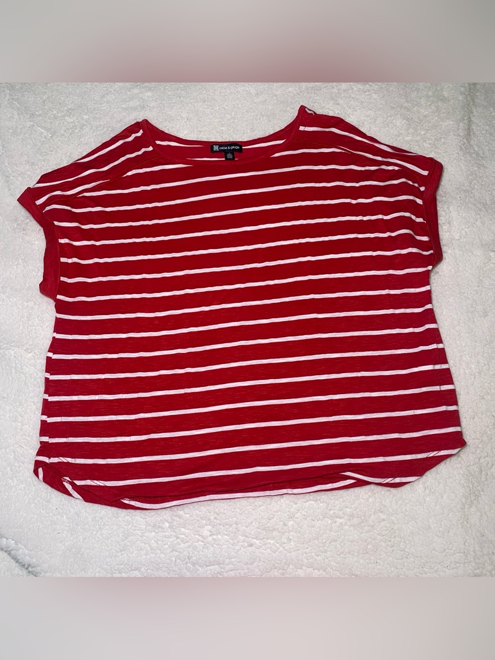 Cable & Gauge Red and White Striped Short Sleeve Tee